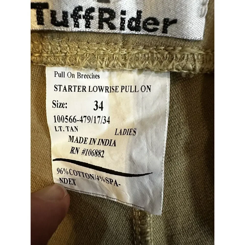 TuffRider Low Rise Pull On Horse Breeches Riding Pants Womens Size 34 Stretch